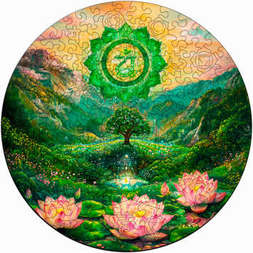 Деревянный фигурный пазл "Чакра Анахата - Любовь и гармония" 30x30 см, 200 деталей
