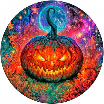 Деревянный фигурный пазл "Мандала Хэллоуин тыква" 30x30 см, 270 деталей
