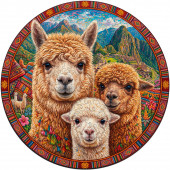 Деревянный фигурный пазл "Семья альпак" 30x30 см, 217 деталей