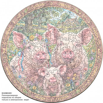 Деревянный фигурный пазл "Семья свинок" 30x30 см, 217 деталей-6