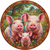 Деревянный фигурный пазл "Семья свинок" 30x30 см, 217 деталей
