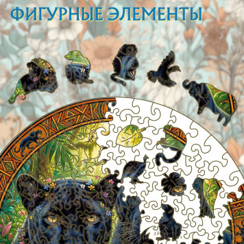 Деревянный фигурный пазл "Семья чёрных пантер" 30x30 см, 217 деталей-3