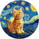 Деревянный фигурный пазл "Котик Ван Гога" 30x30 см, 200 деталей