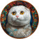 Деревянный фигурный пазл "Мандала Скоттиш-фолд белый" 30x30 см, 200 деталей