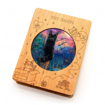 Деревянный фигурный пазл "Кот Баюн" 30x30 см, 200 деталей-5