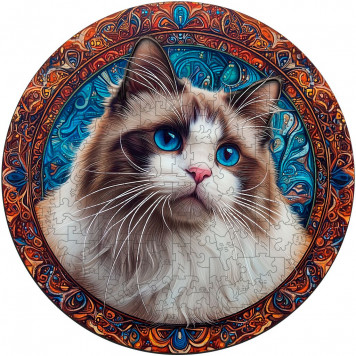 Деревянный фигурный пазл "Мандала Рэгдолл" 30x30 см, 200 деталей
