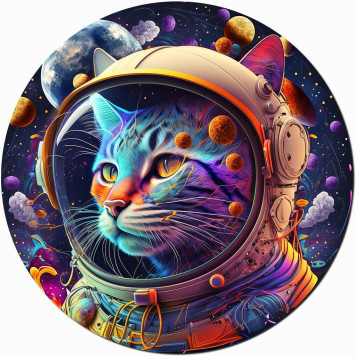 Деревянный фигурный пазл "Кот-астронавт" 30x30 см, 206 деталей