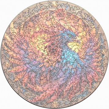 Деревянный фигурный пазл "Мандала птица Феникс" 30x30 см, 210 деталей-4