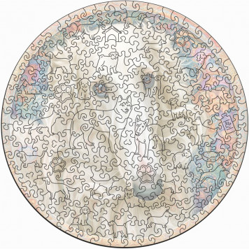 Деревянный фигурный пазл "Мандала Русская борзая белая" 30x30 см, 262 деталей-3
