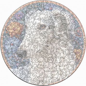Деревянный фигурный пазл "Мандала Русская борзая серая" 30x30 см, 262 деталей-3