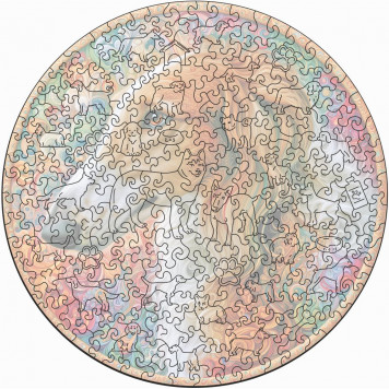Деревянный фигурный пазл "Мандала Русская псовая борзая чубарая" 30x30 см, 262 деталей-3