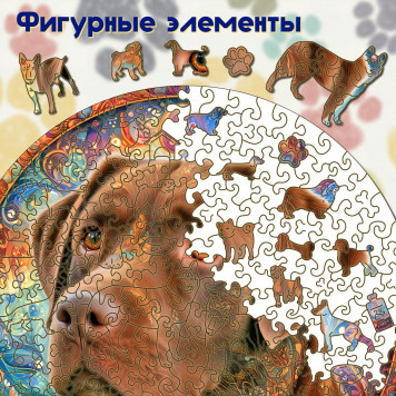 Деревянный фигурный пазл "Мандала Лабрадор шоколадный" 30x30 см, 262 деталей-1