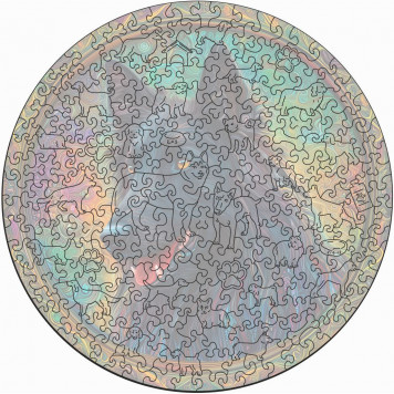 Деревянный фигурный пазл "Мандала Бельгийская овчарка чёрная" 30x30 см, 262 деталей-3