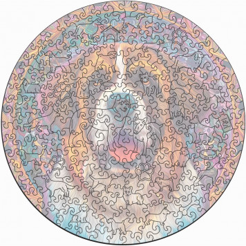 Деревянный фигурный пазл "Мандала Сенбернар" 30x30 см, 262 деталей-4