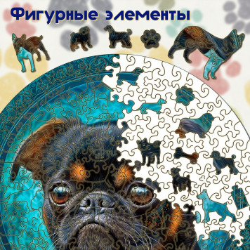 Деревянный фигурный пазл "Пти-брабансон черно-подпалый" 30x30 см, 262 деталей-1