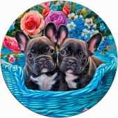 Деревянный фигурный пазл "Щенки французского бульдога" 30x30 см, 262 деталей
