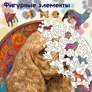 Деревянный фигурный пазл "Американский кокер-спаниель палевый" 30x30 см, 262 деталей-1