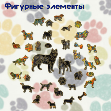Деревянный фигурный пазл "Американский кокер-спаниель чёрный" 30x30 см, 262 деталей-2
