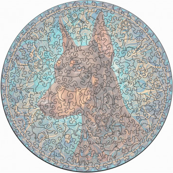 Деревянный фигурный пазл "Мандала Доберман коричневый" 30x30 см, 262 деталей-3
