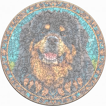 Деревянный фигурный пазл "Мандала Тибетский мастиф" 30x30 см, 262 деталей-4