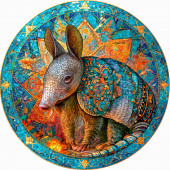 Деревянный фигурный пазл "Мандала Броненосец" 30x30 см, 220 деталей