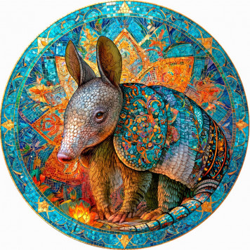 Деревянный фигурный пазл "Мандала Броненосец" 30x30 см, 220 деталей
