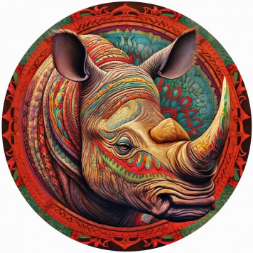 Деревянный фигурный пазл "Мандала Носорог" 30x30 см, 220 деталей