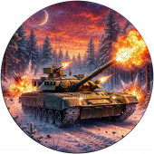Деревянный фигурный пазл "Танк Т-80" 30x30 см, 217 деталей