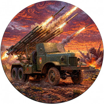 Деревянный фигурный пазл "БМ-13 Катюша на базе ЗИС" 30x30 см, 217 деталей