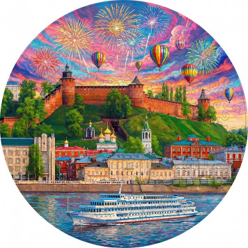 Деревянный фигурный пазл "Нижний Новгород. Речной круиз" 30x30 см, 189 деталей