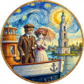 Деревянный фигурный пазл "Калязин. Речной круиз" 30x30 см, 189 деталей