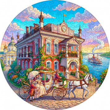 Деревянный фигурный пазл "Мышкин. Речной круиз" 30x30 см, 189 деталей