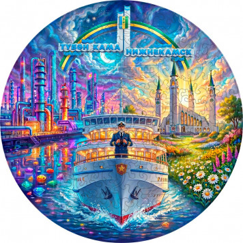 Деревянный фигурный пазл "Нижнекамск" 30x30 см, 189 деталей