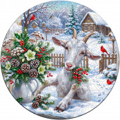 Деревянный фигурный пазл "Коза и зимний букет" 30x30 см, 255 деталей