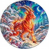 Деревянный фигурный пазл "Коза северного сияния" 30x30 см, 255 деталей