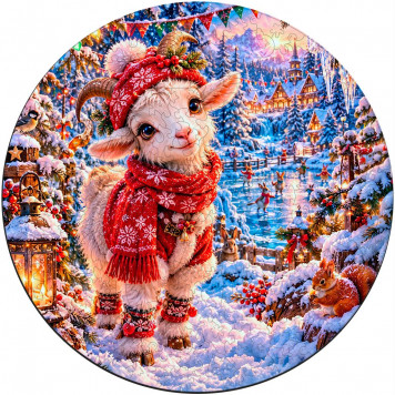 Деревянный фигурный пазл "Милая козочка" 30x30 см, 255 деталей