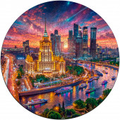 Деревянный фигурный пазл "Магия ночного мегаполиса. Москва." 30x30 см, 219 деталей