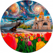 Деревянный фигурный пазл "Фантастический Ил-2. Самарская область." 30x30 см, 182 деталей