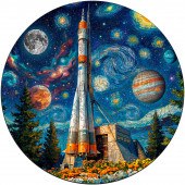 Деревянный фигурный пазл "Ракета-носитель Союз. Самарская область." 30x30 см, 182 деталей