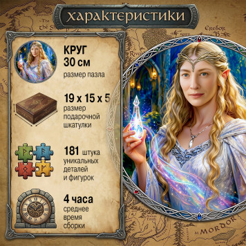 Деревянный фигурный пазл "Галадриэль. Властелин колец" 30x30 см, 181 деталей-2