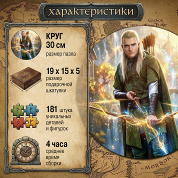 Деревянный фигурный пазл "Леголас. Властелин колец" 30x30 см, 181 деталей-2