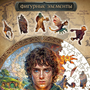 Деревянный фигурный пазл "Фродо и кольцо. Властелин колец" 30x30 см, 181 деталей-3