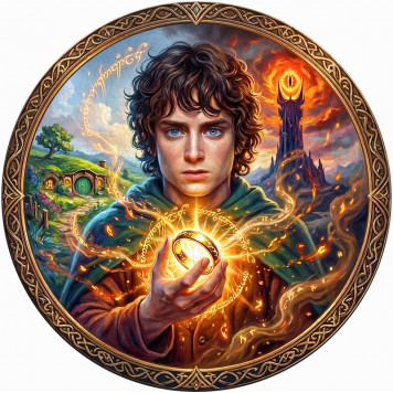 Деревянный фигурный пазл "Фродо и кольцо. Властелин колец" 30x30 см, 181 деталей
