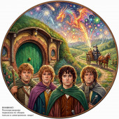 Деревянный фигурный пазл "Хоббиты из Шира. Властелин колец" 30x30 см, 181 деталей