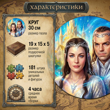 Деревянный фигурный пазл "Элронд и Арвен. Властелин колец" 30x30 см, 181 деталей-2